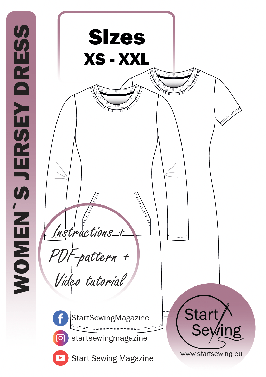 Womens Jersey dress PDF sewing pattern