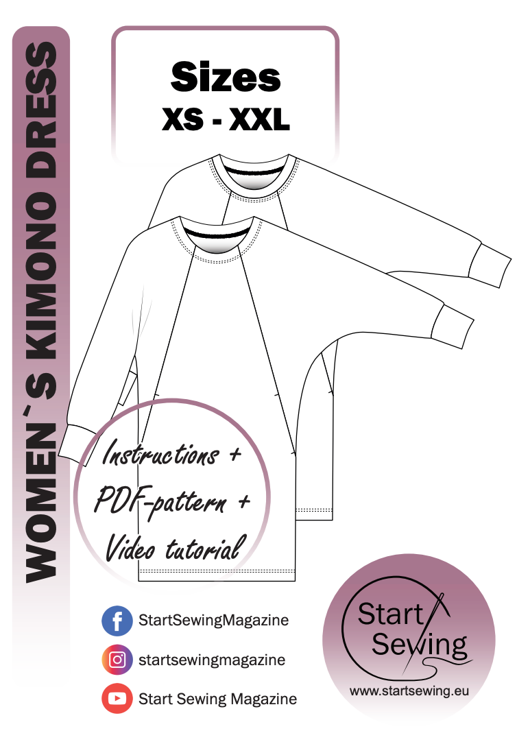 Womens kimono dress PDF sewing pattern XS-XXL