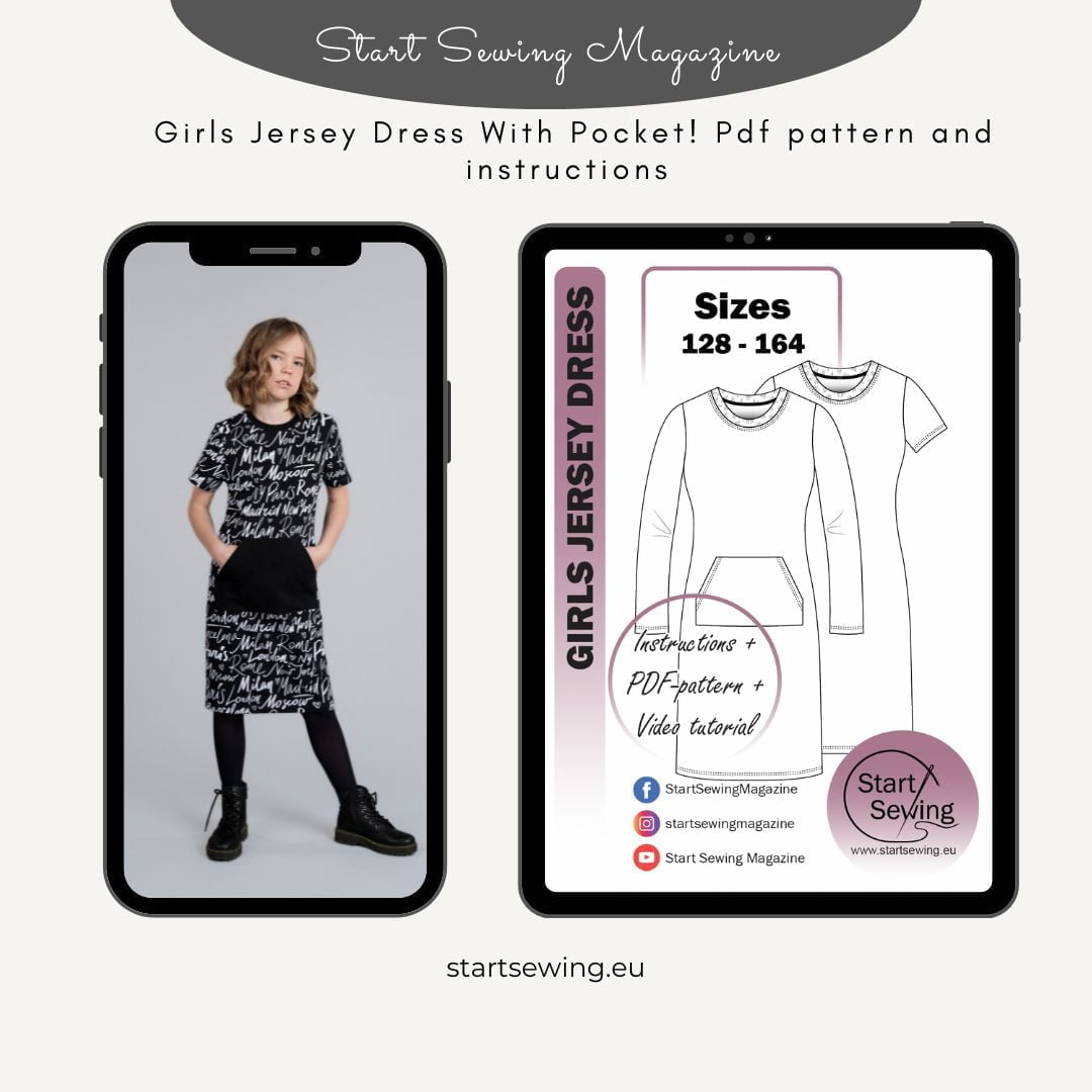 Girls Jersey dress PDF sewing pattern