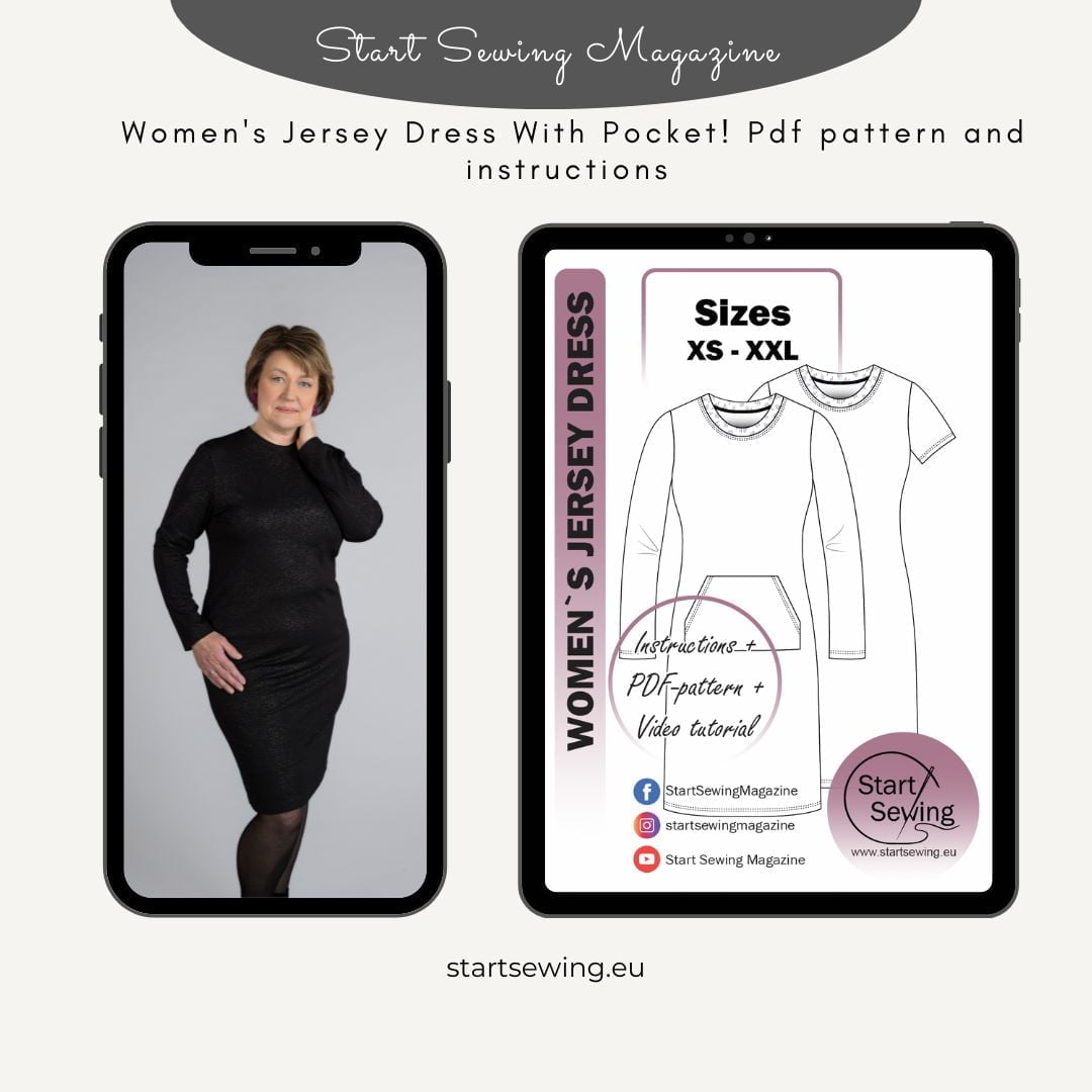 Womens Jersey dress PDF sewing pattern